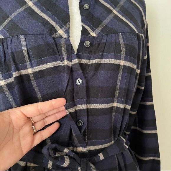 Free People X Closed Blue Flannel Johenna Midi Dress NWT 100% Cotton - Picture 3 of 10
